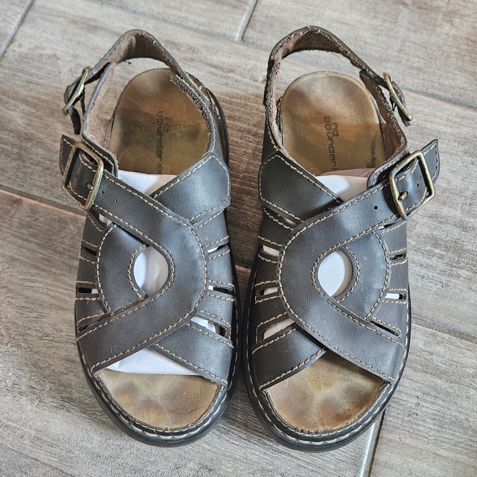No Boundaries Sandals Size 8 Brown Chunky Double Buckle Fisherman Y2k Vintage