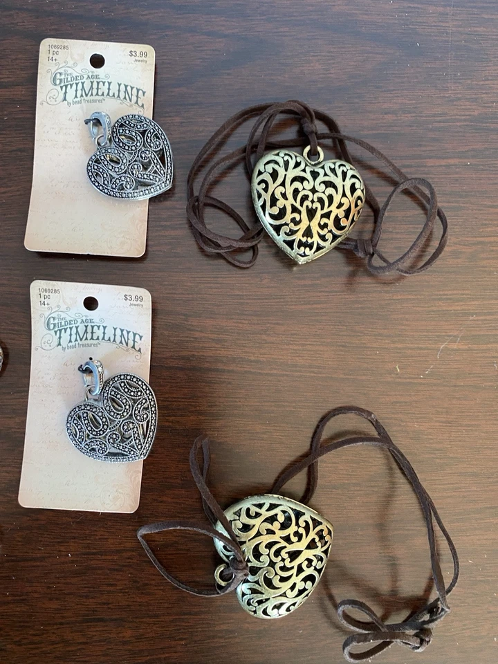 Lot Of Metal And Leather Heart Jewelry Necklace Collection - Image 2 of 3