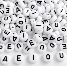 500PCS Letter Beads Acrylic Alphabet Beads for Jewelry Making Vowel Letters a E