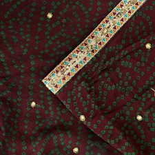 Sanskriti Vintage Sarees Pure Georgette Silk Hand Beaded Badhani Fabric Sari