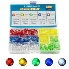 5 Colors 500 pcs 5mm LED Diode Lights Assored Kit Pack Small led Lights for DIY