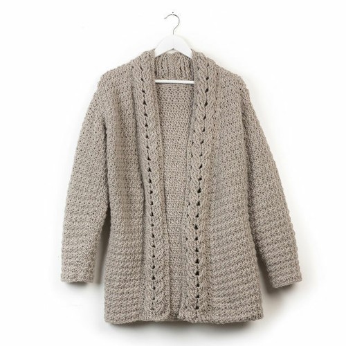 CROCHET PATTERN LADIES CHUNKY SLOUCH CARDIGAN WITH CABLE EDGE 6 SIZES XS - 5XL - 第 1/1 張圖片