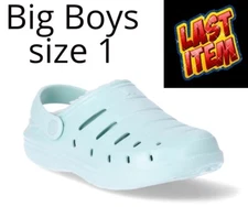 Rugged Shark  big Boys SIZE 1 Casual Lined Clogs Color mint Green NEW