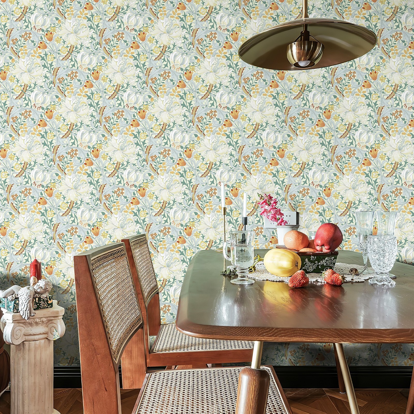 Jiffdiff Customized Wallpaper Golden Lily Self-Adhesive Removable Vinyl Sticker