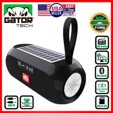 Solar Bluetooth Speaker Wireless Portable Power Stereo Bass USB SD FM Radio LOUD