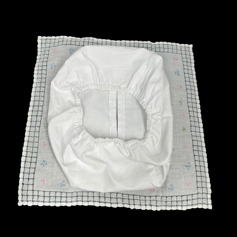 Baby Nursery Tissue Box Cover Unisex Embroidered Fabric White Rectangular - Image 2 of 4