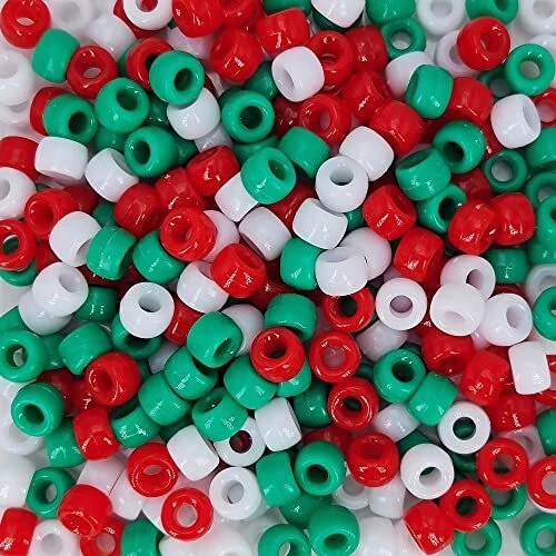 MIIIM 1000pcs 6x9mm Pony Beads Bulk, Christmas Pony Beads for Bracelets Making Kit, Kandi Beads, Hair Beads for Braids, Craft Beads for Jewelry