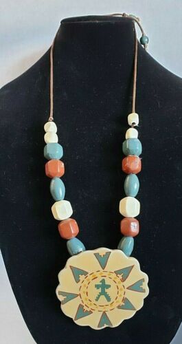RARE Vntg tribal necklace large totem kachina des… - image 1