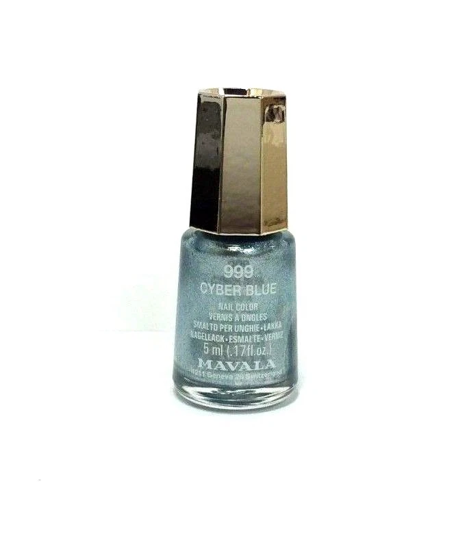 MAVALA 5ml Mini Glitzer Lack Nagellack Cyber Blue helles Silber Blau Nr. 999