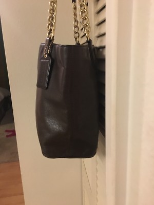 COACH MADISON 20466 Brown Leather Lux Chain Medium Shoulder Bag