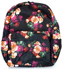 NEW W/ TAG KIDS GIRLS CHILDREN'S  FLORAL RED PINK ORANGE BLACK  BACKPACK LARGE