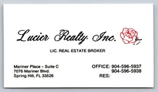 1970s 1980s Business Card Lucier Realty Inc Spring Hill FL Vtg
