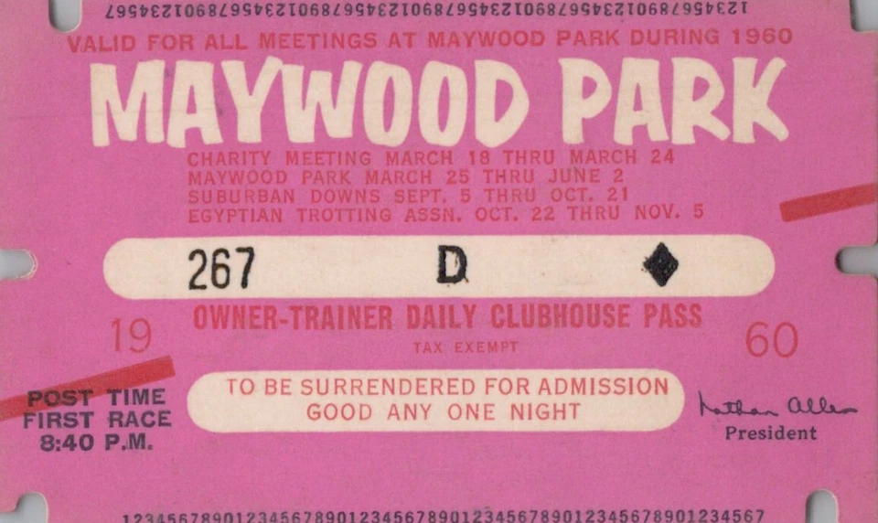 Maywood Park 1960 carreras de caballos Melrose Illinois Pass trote egipcio Foto 2 de 3