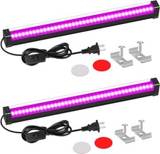 2 Pack 1FT Magnetic LED 15W Black Light Bar 5FT Cord For Party Stage Lighting
