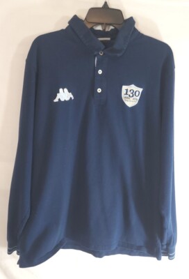 Kappa Men's 3XL Blue ''Racing Club du France'' Long Sleeve Polo Shirt (Fits 2XL)