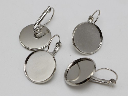 10 Pcs Silver Tone Lever Back Earring Cabochon Setting 18mm Earring Making - Picture 5 of 8