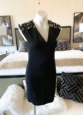 Versace Collection Black Studded Sleeveless Cocktail Mini Dress Sz 2 XS