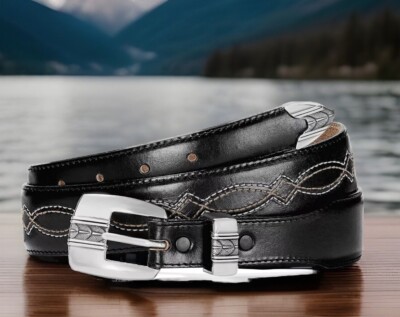 Justin Leather Belt Nocona Women's Black Floral Tooled Leather