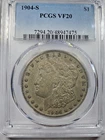 1904-S Morgan Silver Dollar PCGS VF20 Better Date