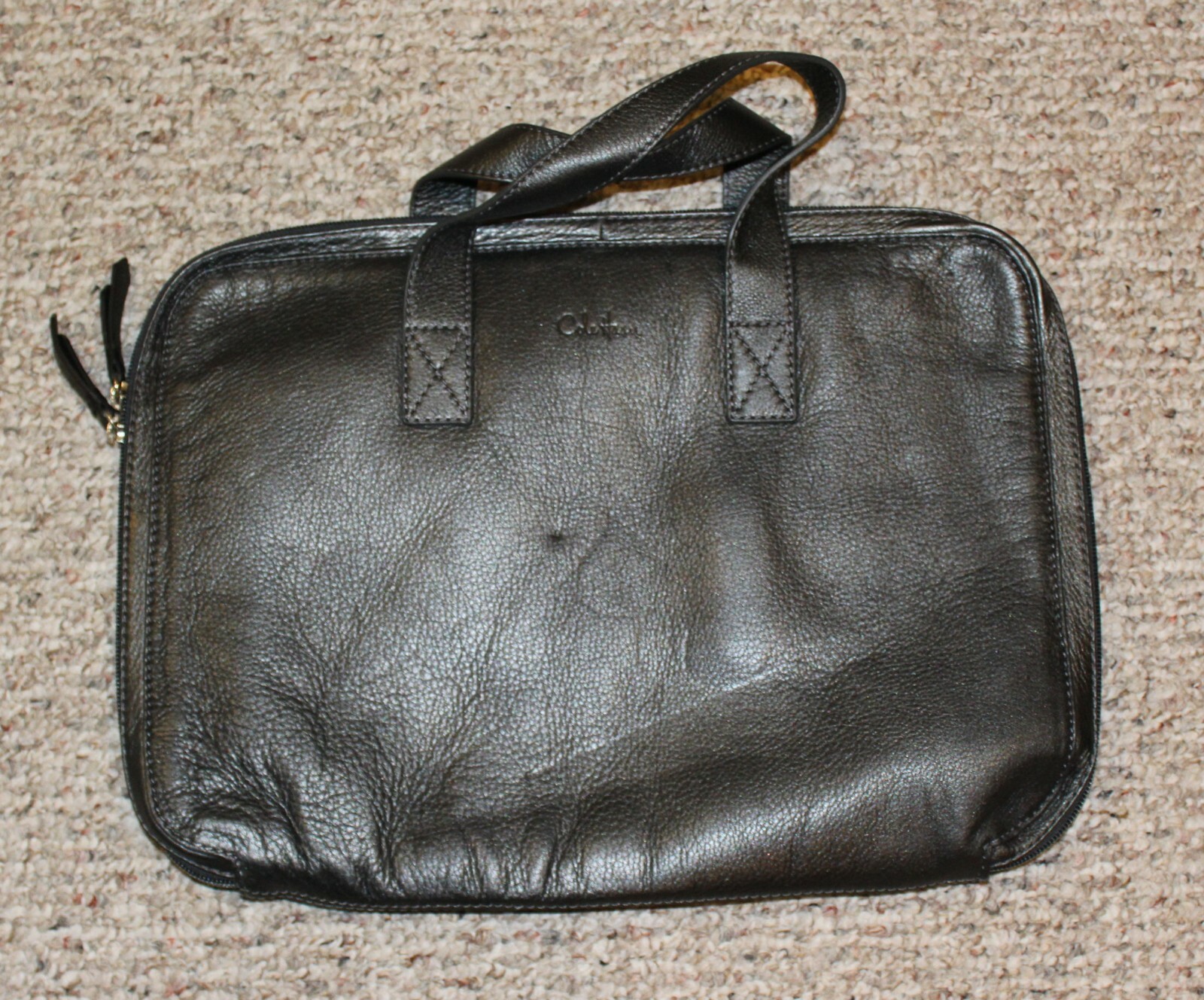 Cole Haan Men's Leather Briefcase Black Used Gem