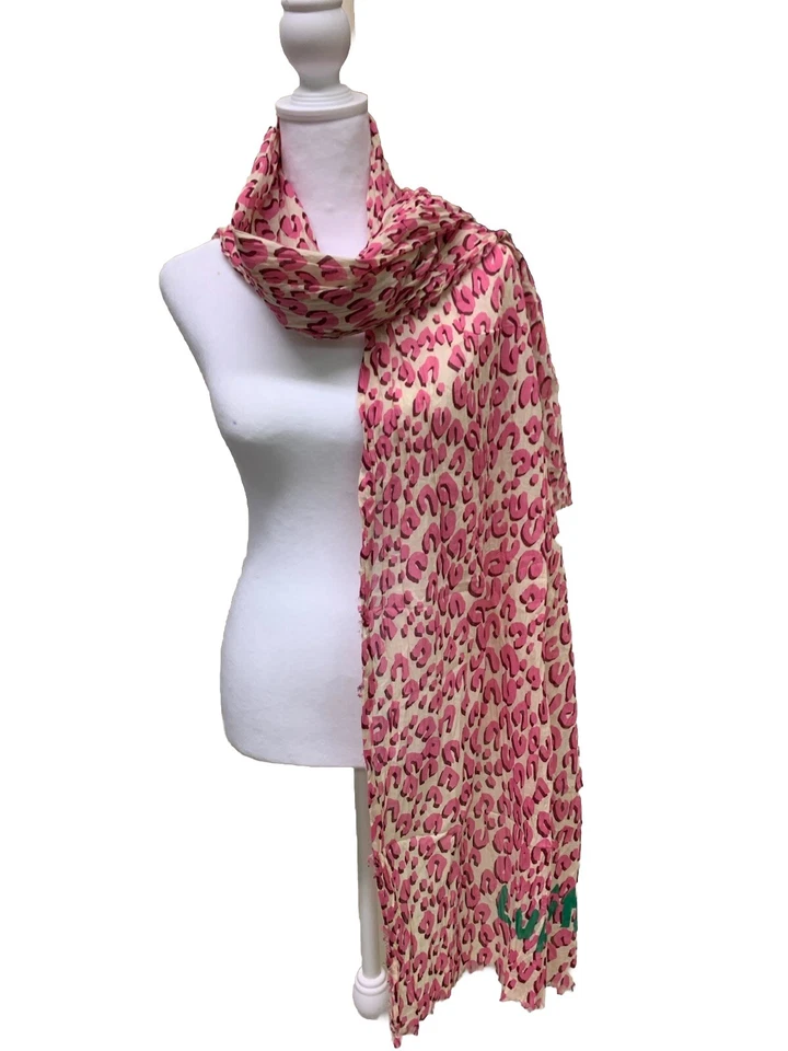 Auténtica estola Louis Vuitton rosa estampado de leopardo envoltura Stephen Sprouse Foto 4 de 4