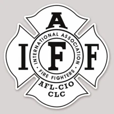 4 Inch Non-Reflective IAFF White & Black Maltese Black Flag Sticker Decal