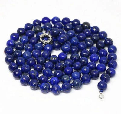 Real Natürliche 6/8/10mm Blau Lapislazuli Rund Edelsteine Perlen Halskette - Bild 1 von 4
