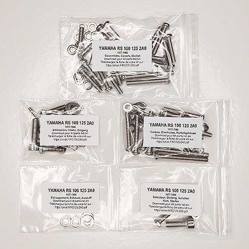 Kit vis carter moteur Yamaha RS 100 125 inox PHILLIPS contre la rouille et le grippage