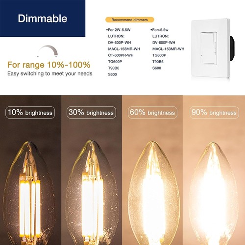 12-Pack 100W Equivalent Dimmable E12 LED Bulbs - Soft White, 800 Lumens - Picture 5 of 9