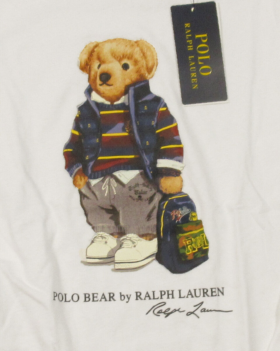 Polo Ralph Lauren Boys White Rugby Bear Graphic Print Long Polo Ralph Lauren Boys White Rugby Bear Graphic Print Long