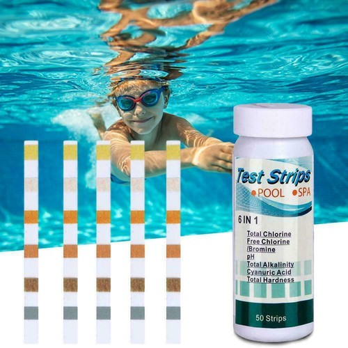 50 Stück Schwimmbad Spa Teststreifen 6in1 Pool Teststreifen Wasserqualität U9B7 - Bild 2 von 10
