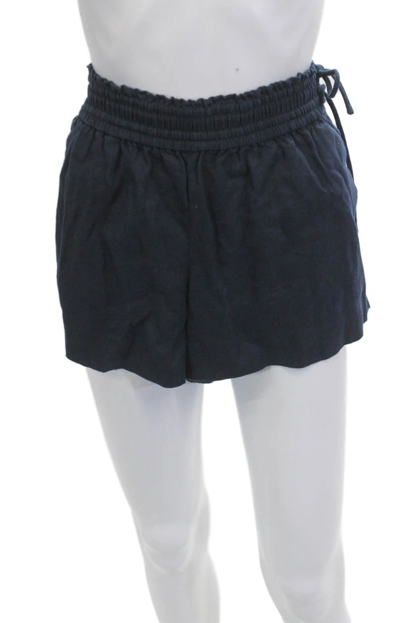 J Crew Unisex Dark Blue Linen Beach Drawstring Shorts Size S