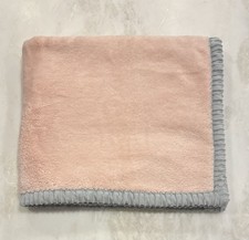 Chick Pea Baby Blanket Pink White Sherpa Gray Ribbed Trim Girl Lovey