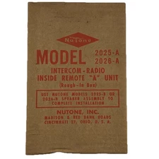 NuTone 2025-A 2026-A Intercom Radio Remote A Rough-In Box NOS w/ Instructions