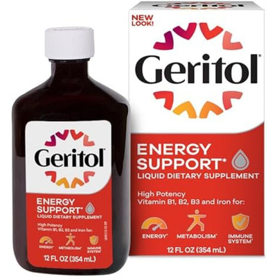 Geritol Liquid Multivitamin and Iron Supplement for Energy Support 12 Fl OzH