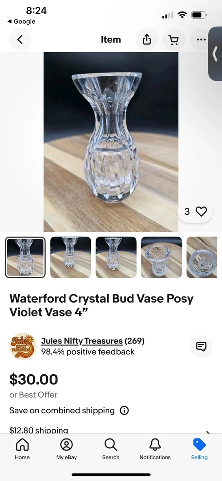 Waterford Crystal Bud Vase Posy Violet Vase 4" - Image 3 of 4