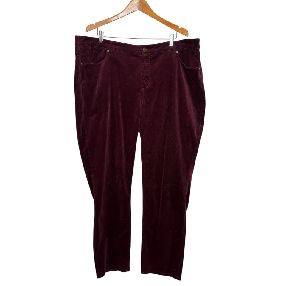 Pantalones de mezclilla para mujer Talbots de pana de pierna recta talla grande 22W granate borgoña Foto 2 de 4