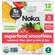 Superfood Fruit Smoothie Pouches, Strawberry Pineapple, Healthy Snacks with Flax