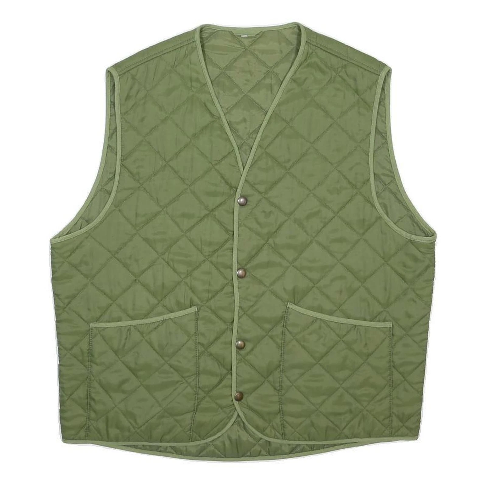 Mens Green Quilted Synthetic Button Jacket XL Sleeveless Casual Lightweight Vest