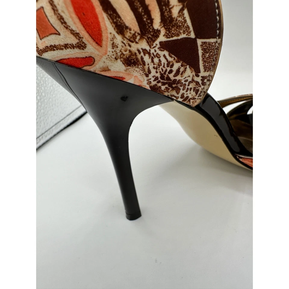 GUESS Womens Heels Stiletto Pumps Open Toe Brown Orange Gold Studded 10M - Image 3 of 4