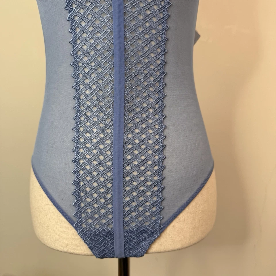Nuevo con etiquetas Body La Perla Greta Peluche Azul Aciano B 34 Paneles de Encaje con Aros Foto 2 de 4