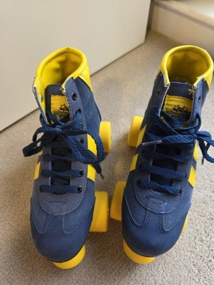 Vintage Rookie Retro Rollschuhe Blau/Gelb Größe UK 2 - 34,5 Eur