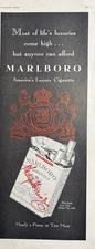 1949 Marlboro Cigarettes Ivory Tipped Americas Luxury Philip Morris VTG Print Ad