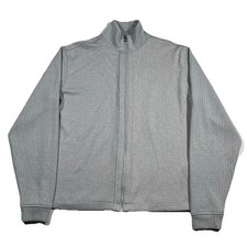 FootJoy FJ Full Zip Golf Jacket Gray Ribbed Knit Mock Neck Mens Large