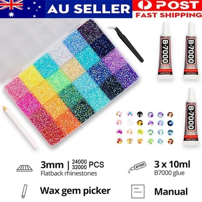 24000/3200   Resin Rhinestone Bedazzling Kit,3mm Colorful DIY Flatback Nail Gems - image 1 of 4