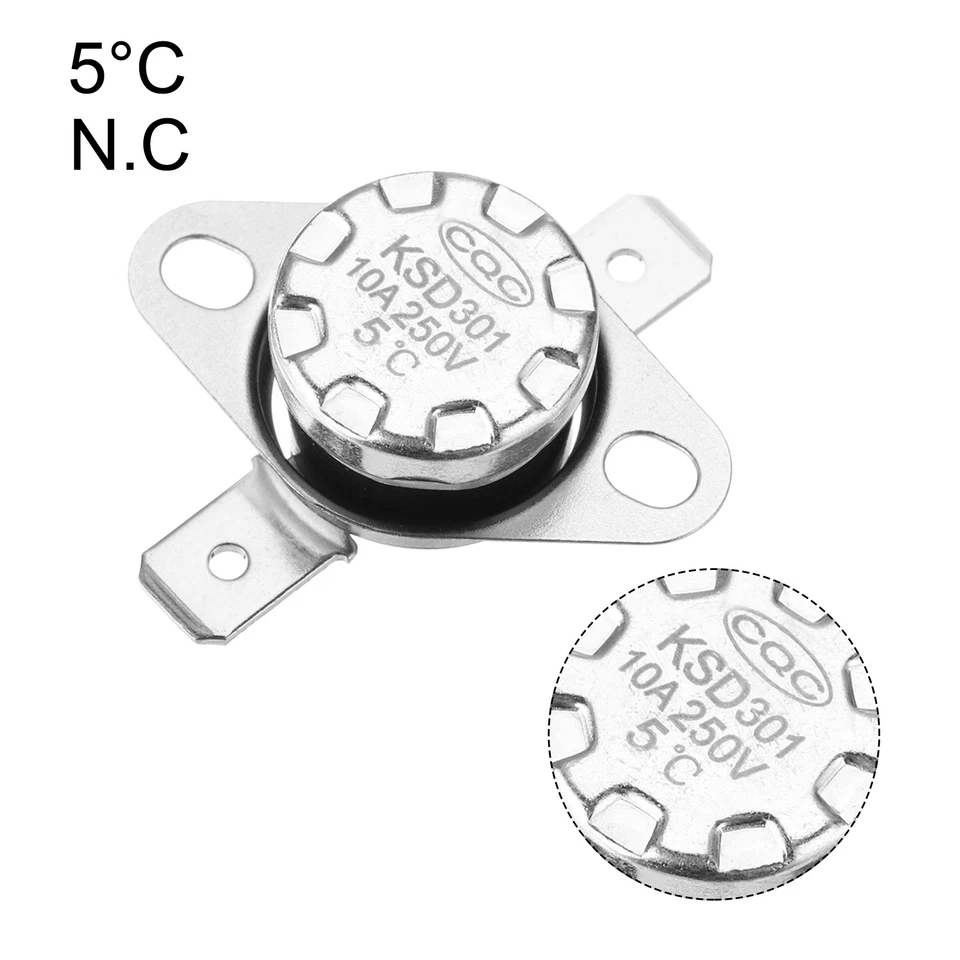 Temperature Control Switch Thermostat KSD301 5°C 10A NC 6.3mm Pin 5pcs - Image 4 of 4