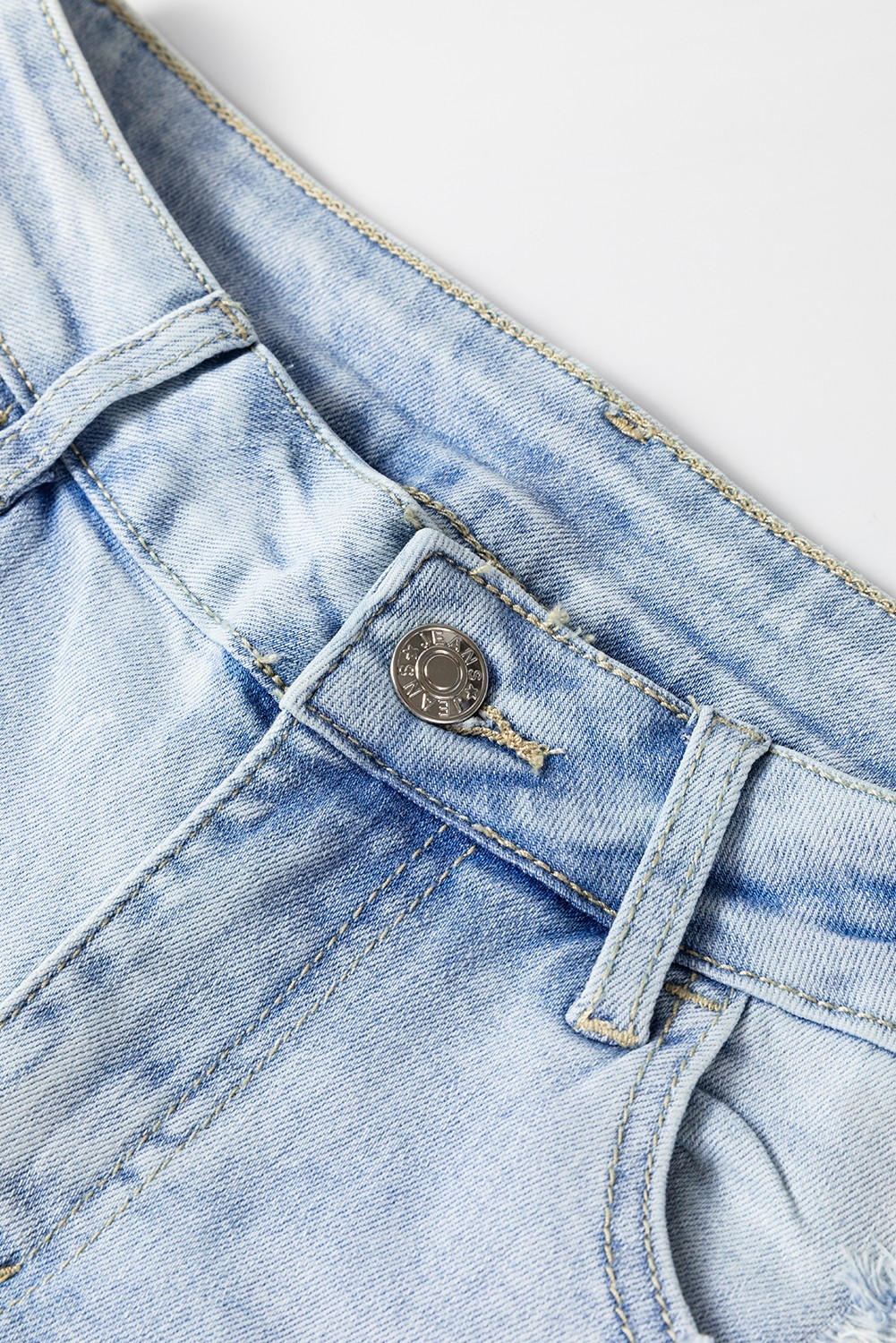 Women's Light Blue Distressed Flare Jeans Ripped Vintage Wash Denim Pants UK 12 image 9