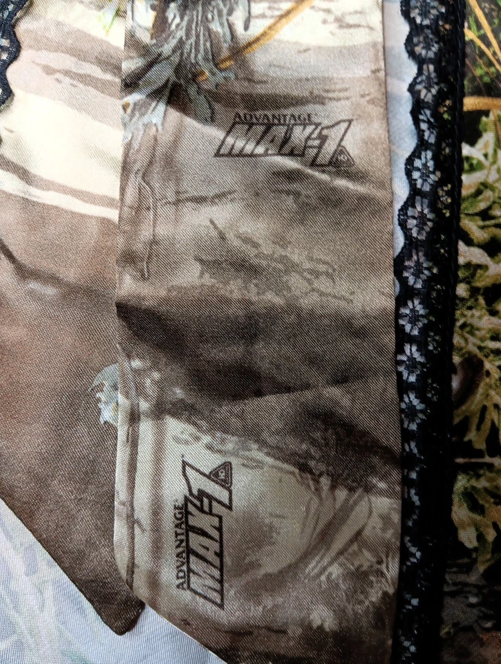 Conjunto de camisón lencería camuflada satinada Babydoll Black Widow para mujer S Y2K encaje frontal abierto Foto 3 de 4