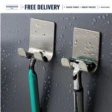 Stainless Steel Razor Holder Wall Mount Shower Hook No Drill Shaving Rack