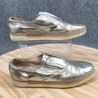 Tods Francesina Shoes Womens 39 Espadrille Slip On Sneakers Silver Leather